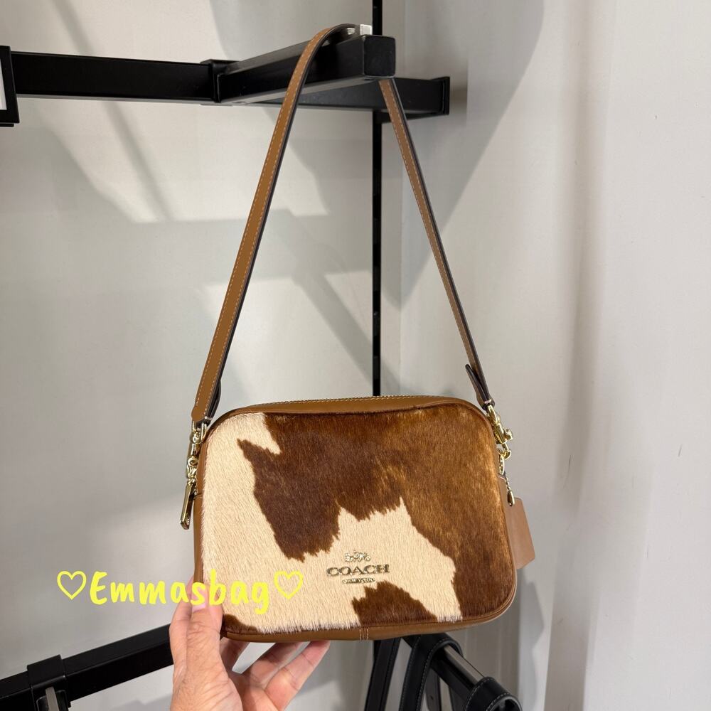 Coach Mini Carey Crossbody Bag In Haircalf With Cow Print CEK71 Gold/Cow Multi